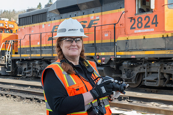 Andrea Capiola, during an authorized visit to a BNSF facility.